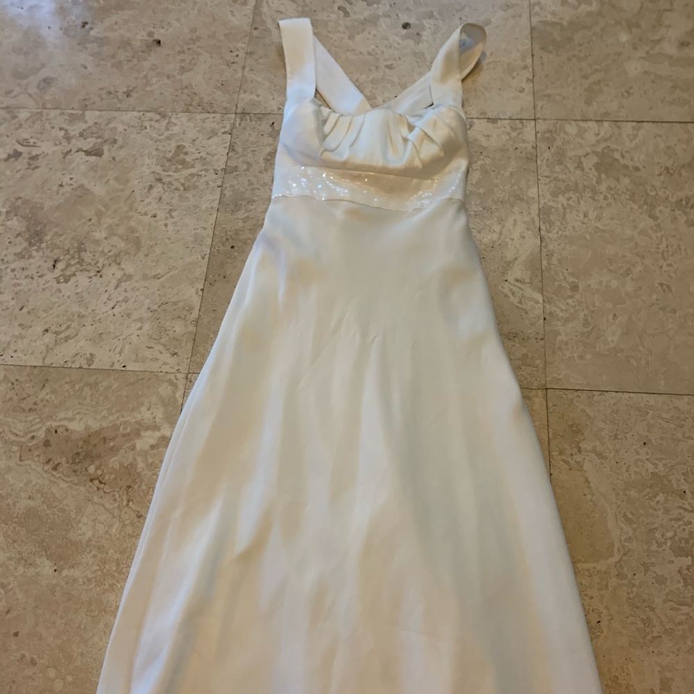 Calvin Klein White Silky Dress Sequin